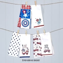 Set of 2 Americana Embroidered Kitchen Towels