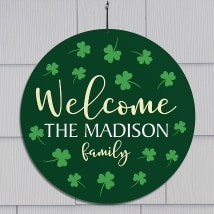Personalized Welcome Shamrocks Wall Hanger