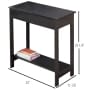 Side Storage Table with Faux Leather Bin - Black