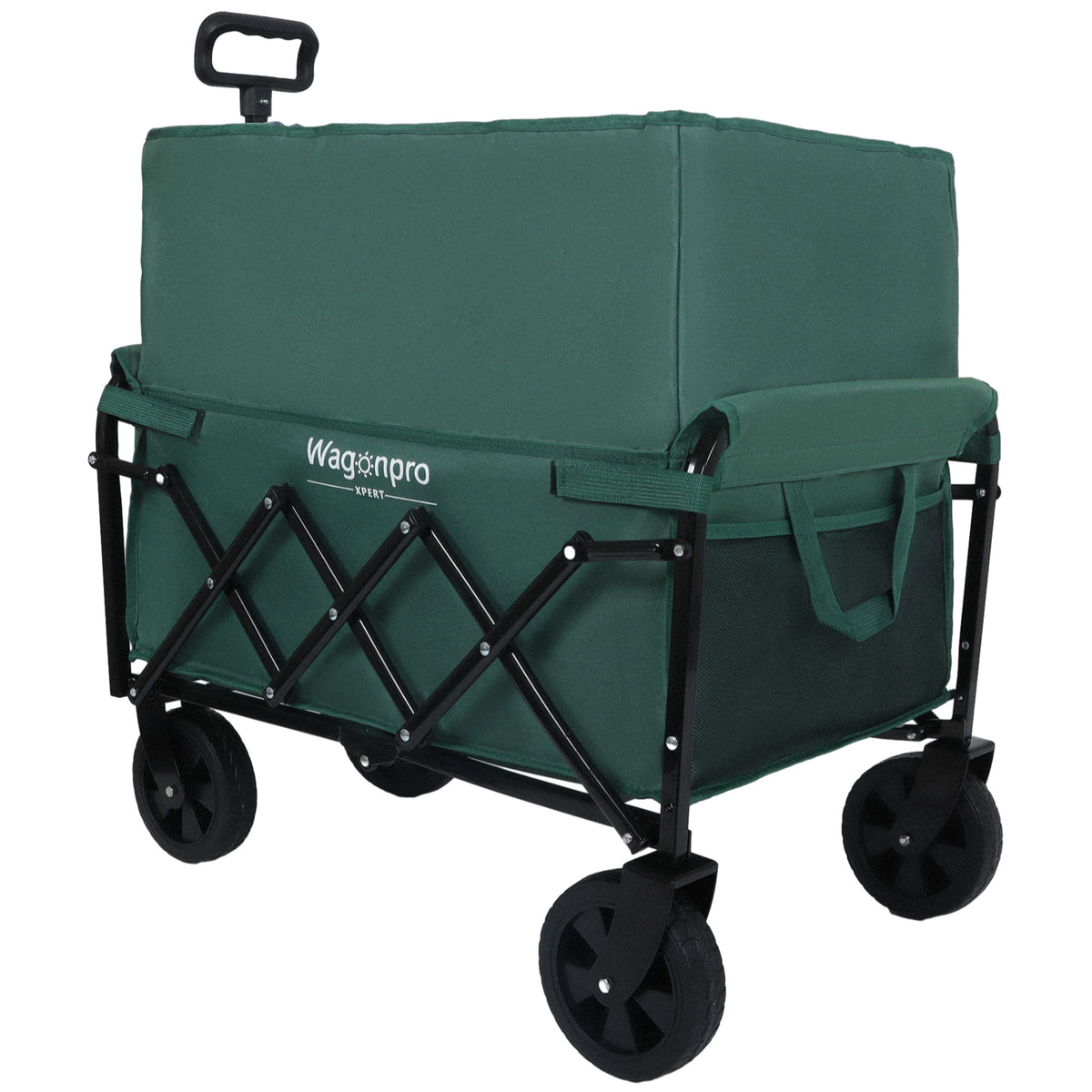 Expandable Dual-Layer Utility Wagon with 100% Extra Space - Grocery Cart for Camping, Shopping, Sports, Gardening, Fishing, Supports 225lbs, Green - image 9