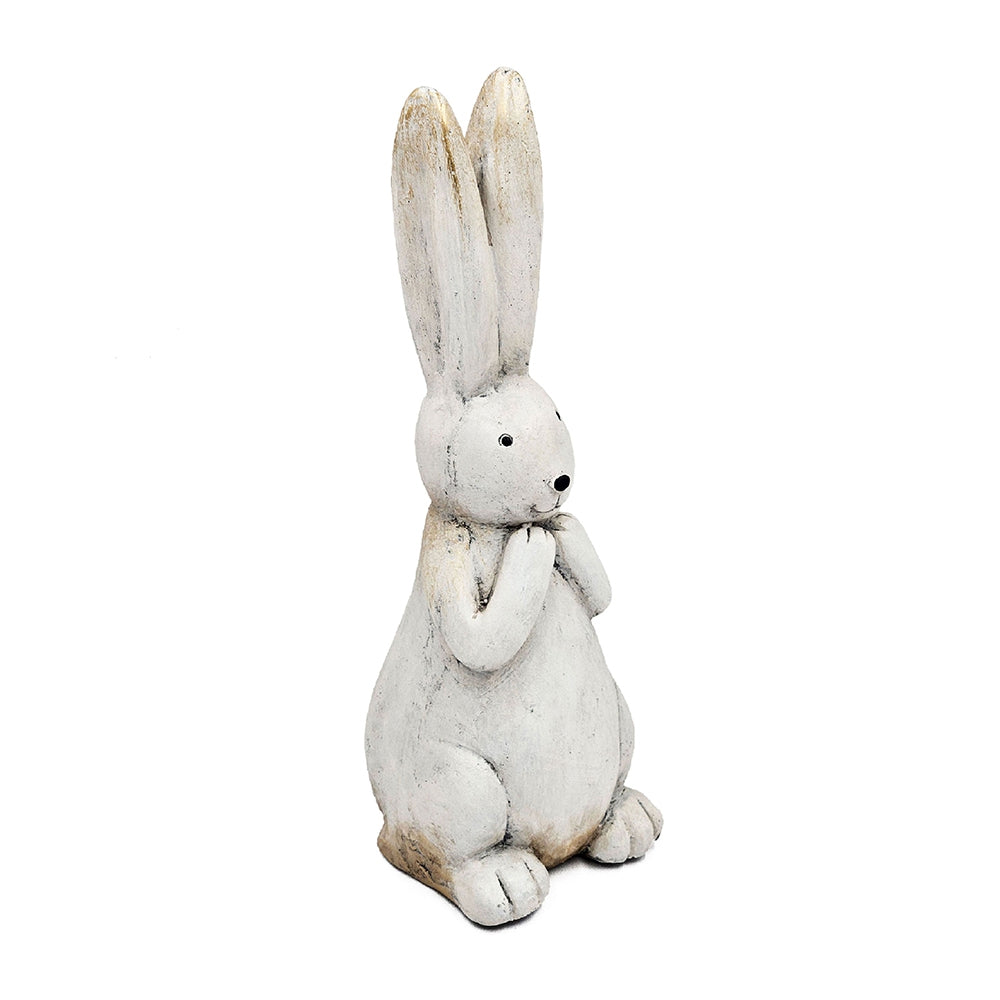 7.5x7x20" Textured White Magnesium Bunny Rabbit with Subtle Gold Details - image 4
