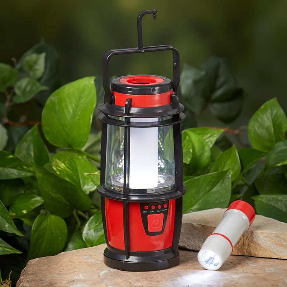 LED Lantern with FM Radio & Pullout Flashlight