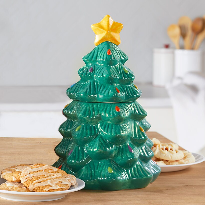Retro Holiday Christmas Tree Cookie Jar