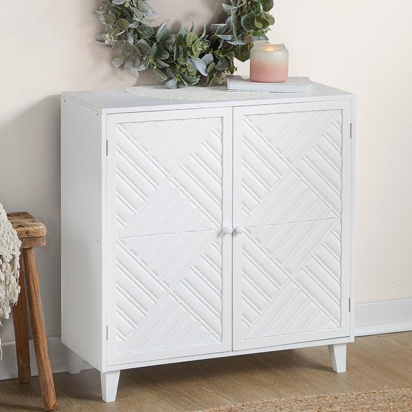 2-Door Cabinet with Chevron Design