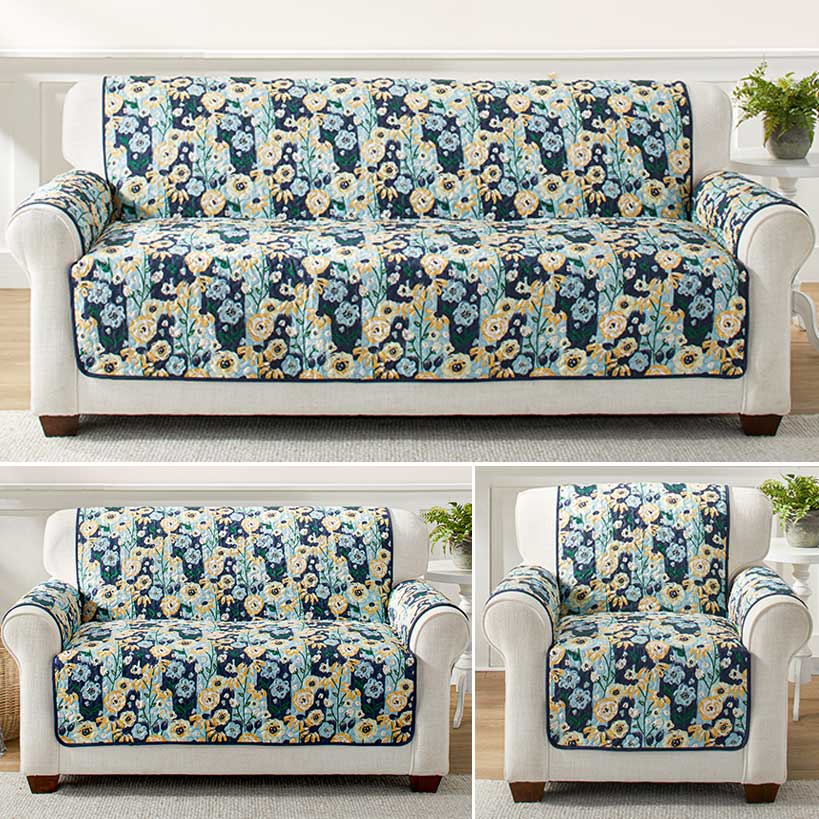 Blue & Yellow Floral Furniture Covers