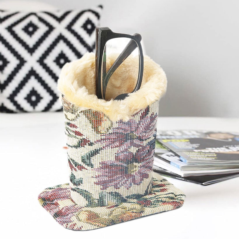 Stylish Eyeglass Holder Floral Plush Lined Case