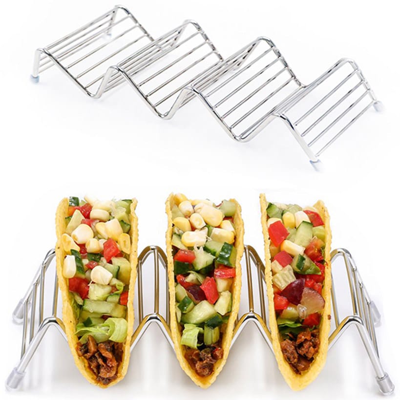 Taco Holder Stand Stainless Steel Set of 2