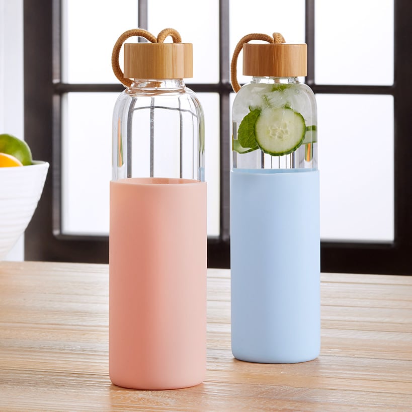 Glass Water Bottles with Silicone Sleeve