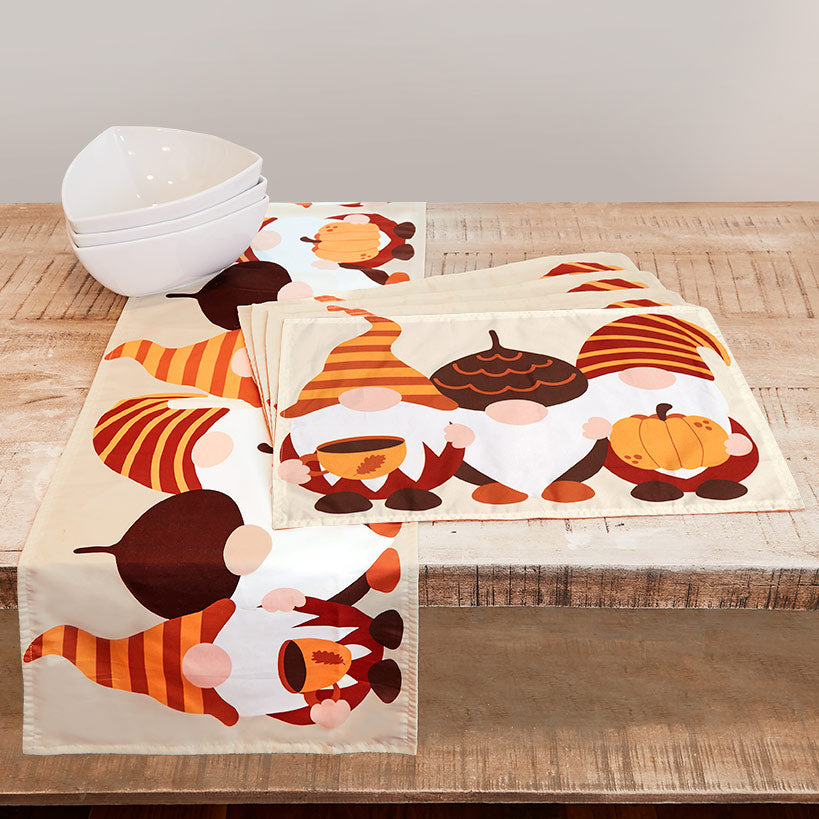 Harvest Gnome Table Runner and Set of 4 Placemats