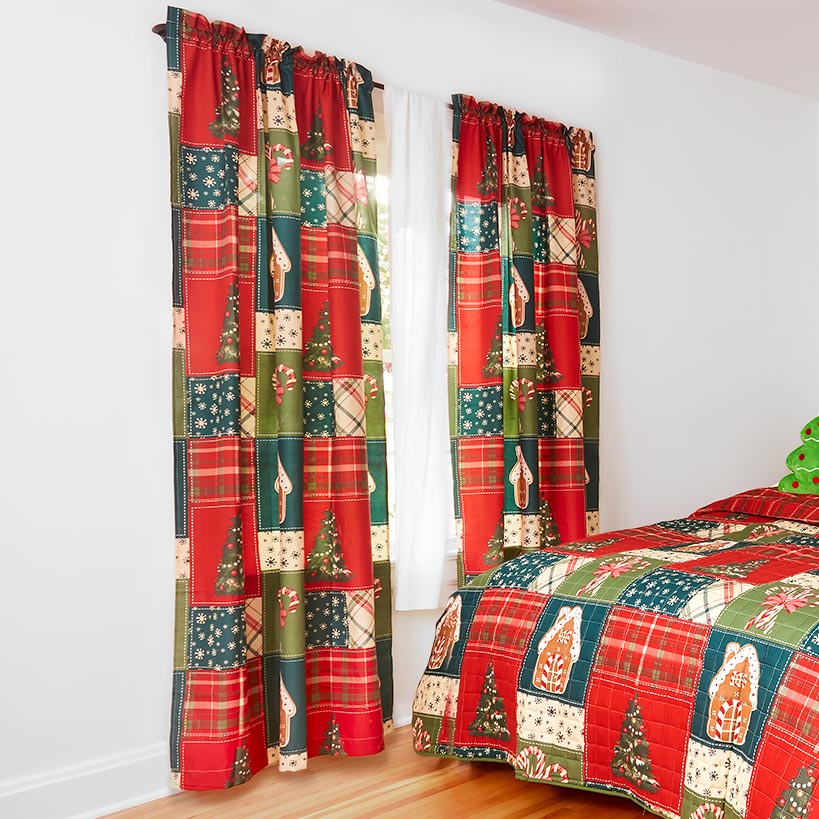 Gingerbread Patchwork Window Panel