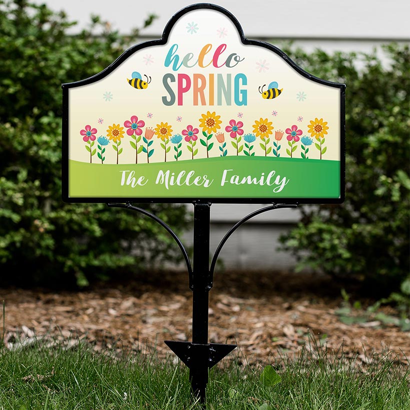 Personalized Hello Spring Yard Sign Magnet