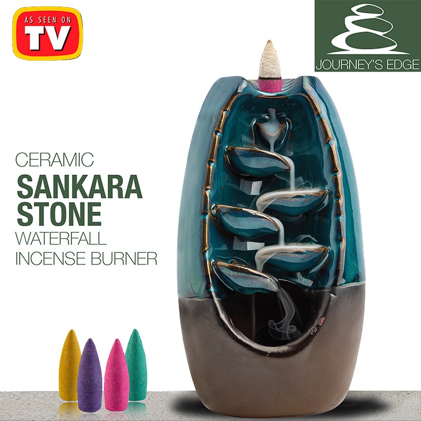 Ceramic Sankara Stone Waterfall Incense Burner or 100 Incense Cones