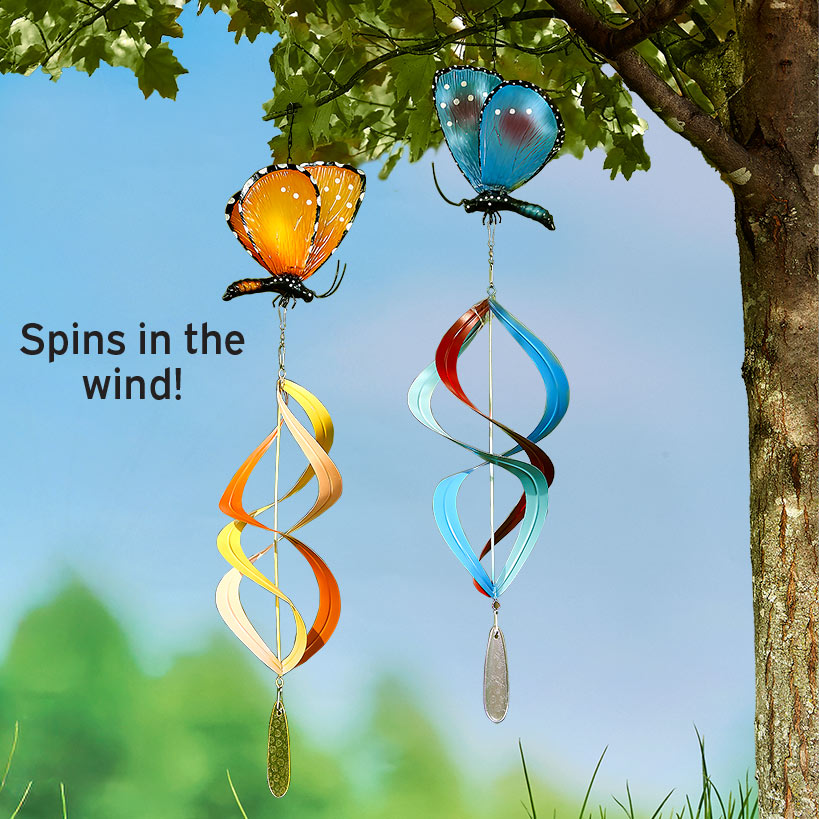 Butterfly Wind Spinner Orange or Blue