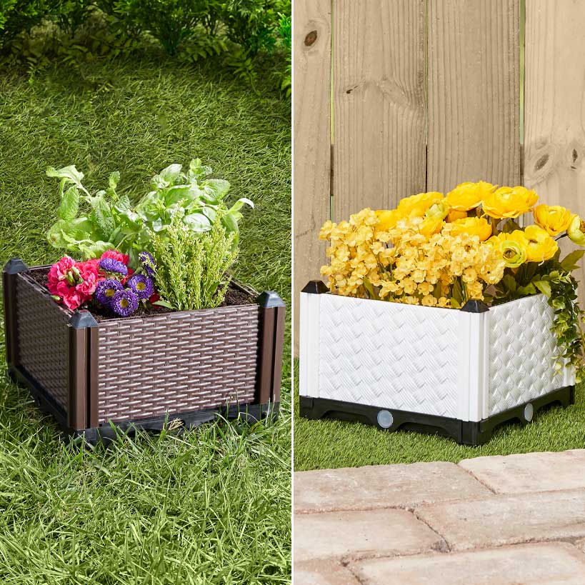 cheap 12 inch plastic plant pots Lakeside Planter Garden Plastic 12 Inch Raised Self Watering