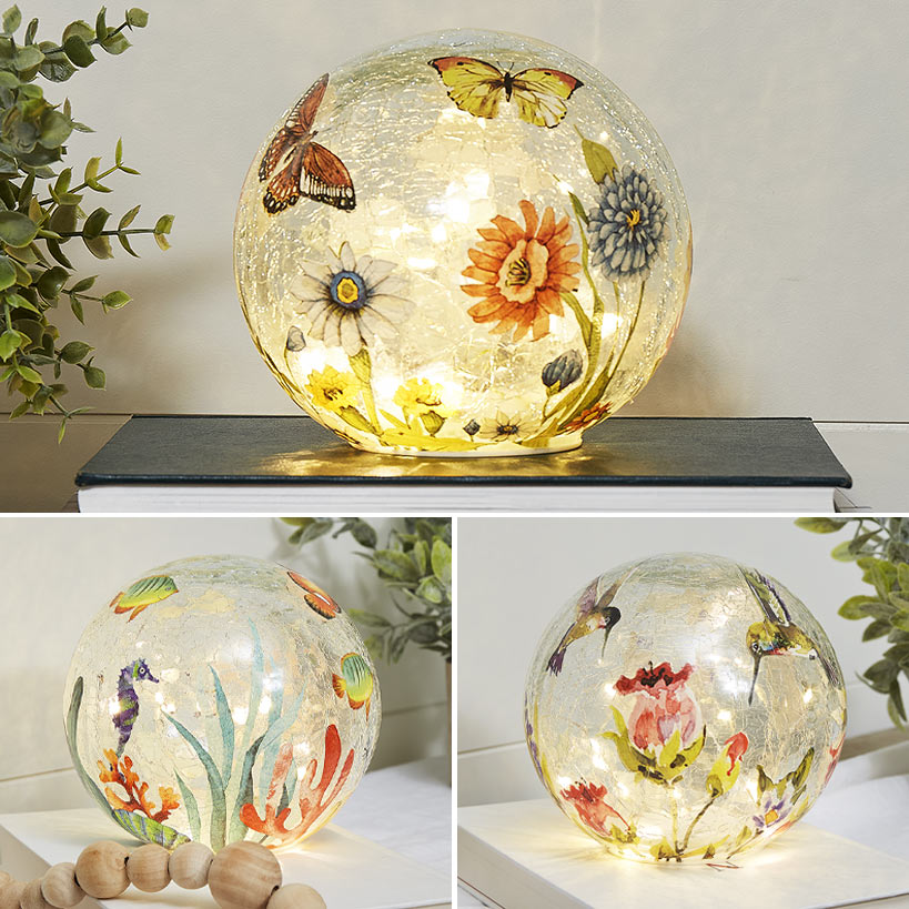 Lighted Themed Glass Globe - Butterfly or Sea Life