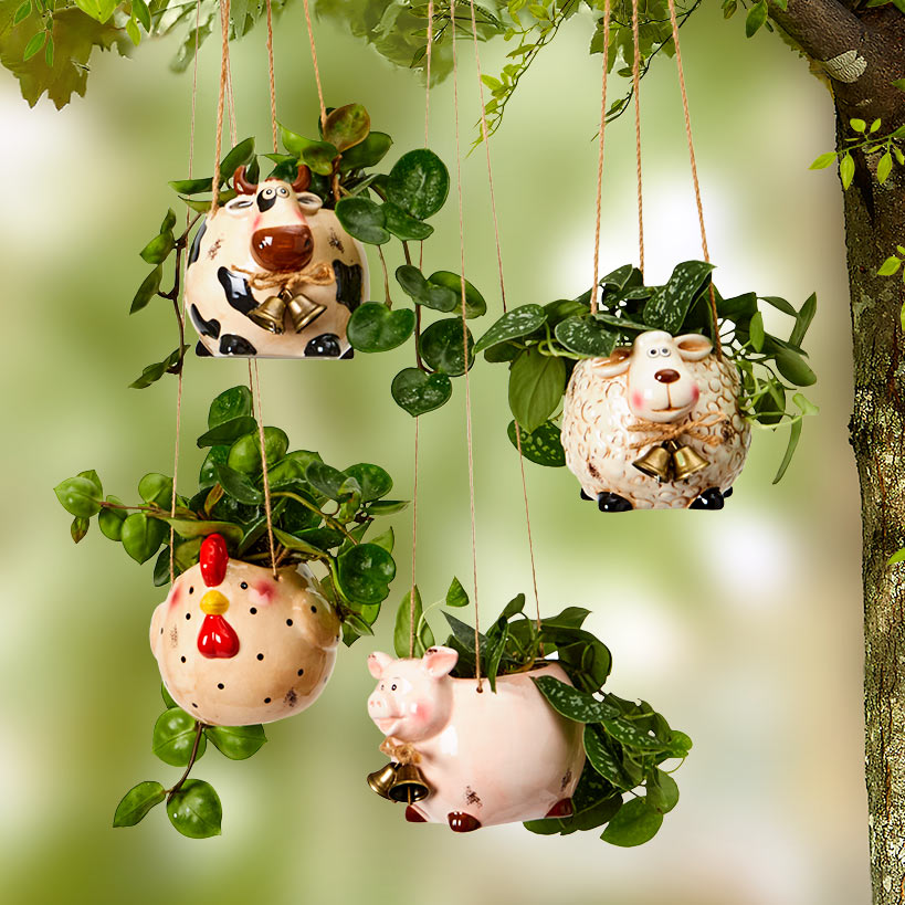 hanging animal planter The Lakeside Collection Farm Animal Hanging Planter