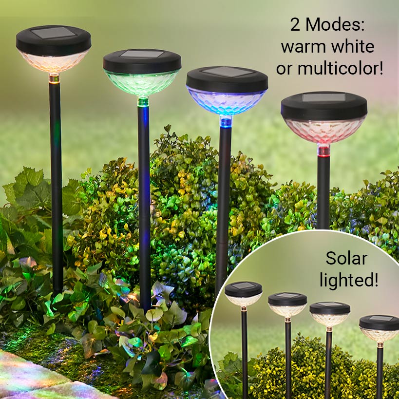 Set of 4 Solar Pathway Lights for Outdoor Garden Decor