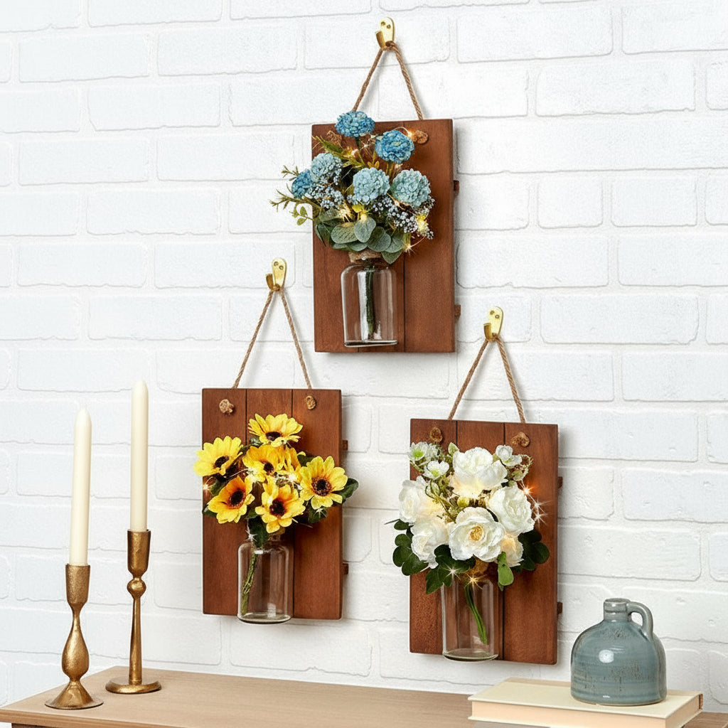 Lighted Flower Wall Sconce - Hydrangea, Sunflower, or White