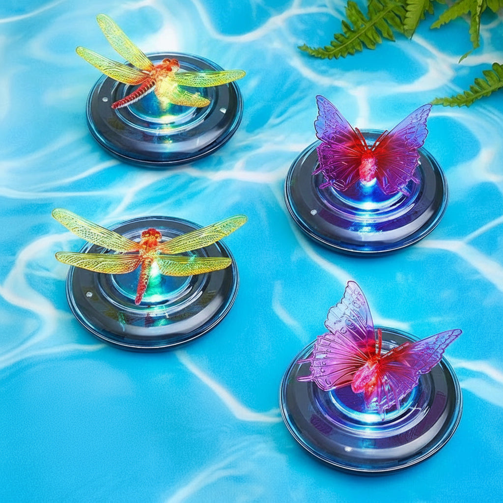 Solar Floating Color-Changing Lights - Butterfly or Dragonfly Set of 2