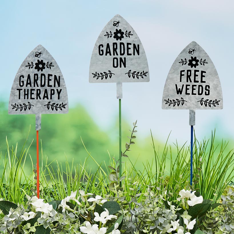 Humorous Shovel Garden Stakes - Set of 3