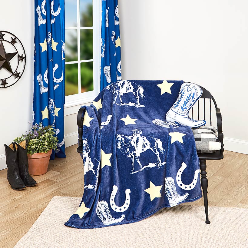 Buckaroo Cowboy 50" x 60" Fleece Plush Throw