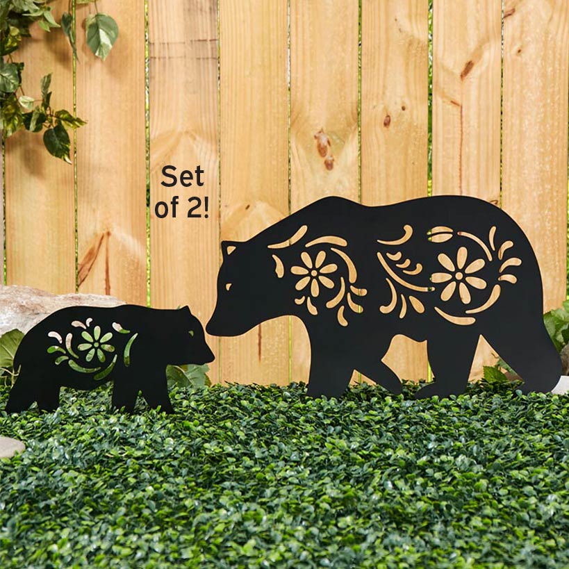 Silhouette Bear Stakes Set of 2