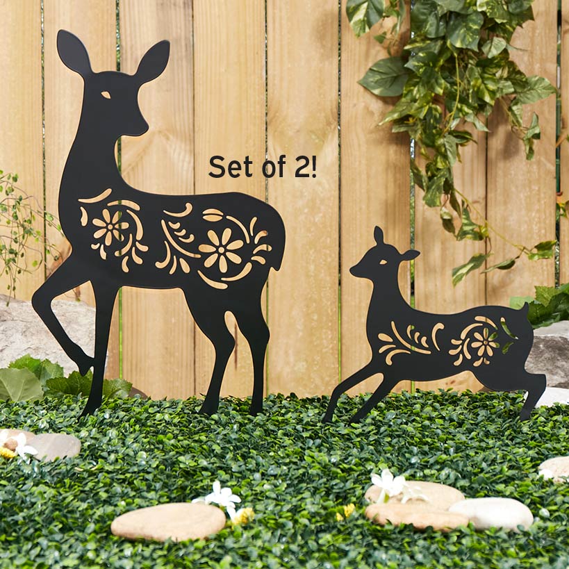 Silhouette Deer Stakes Set of 2