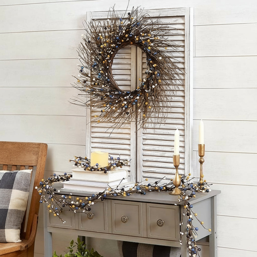 Colorful Country Berry Wreath, Garland or LED Candle
