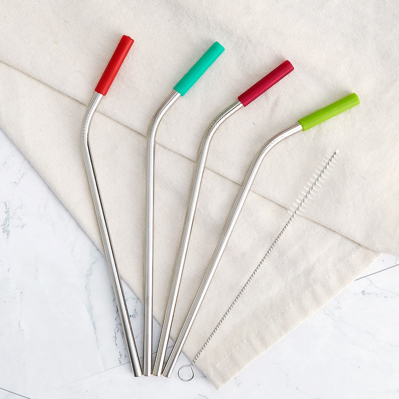 Reuseable Metal Drinking Straws with Brush