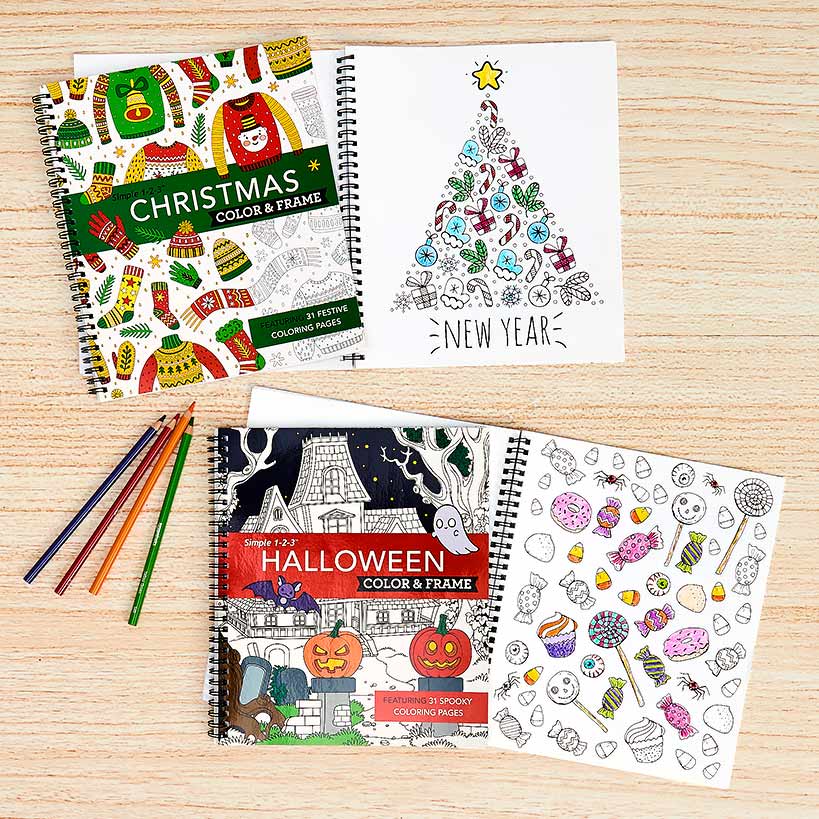 Simple 1-2-3 Color & Frame Coloring Books