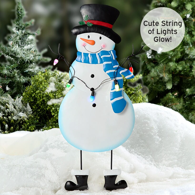 Lighted Snowman Stake