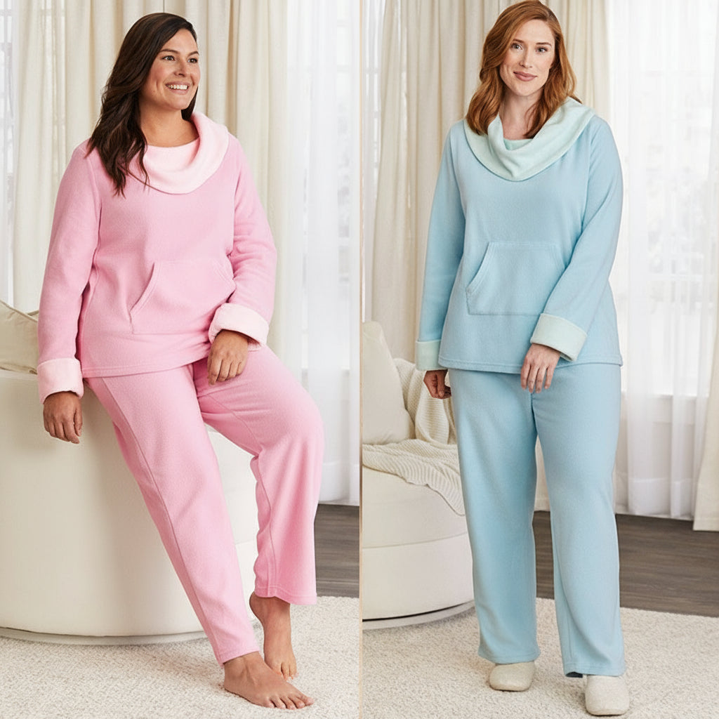 Fleece Pajama Lounge Set 2 Pieces Blue, Pink, or Lilac
