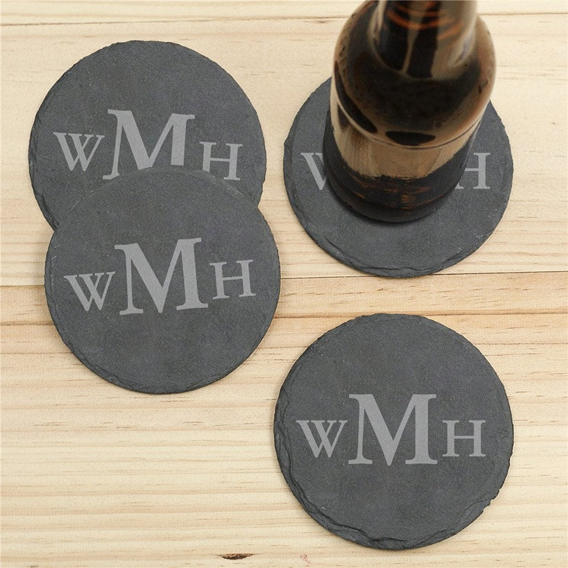 Personalized Slate Round Coasters Set of 4