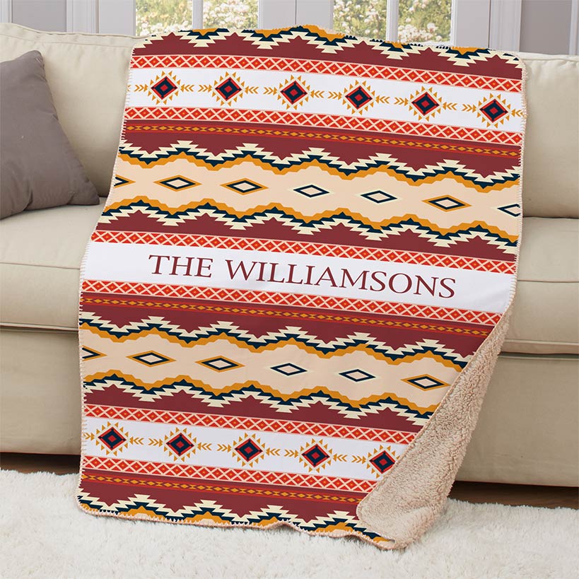 Personalized Southwestern Sherpa Throw