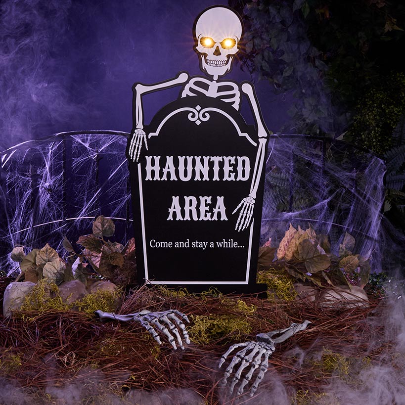 Solar Haunted Area Stake or Set of 2 Skeleton Hand Stakes