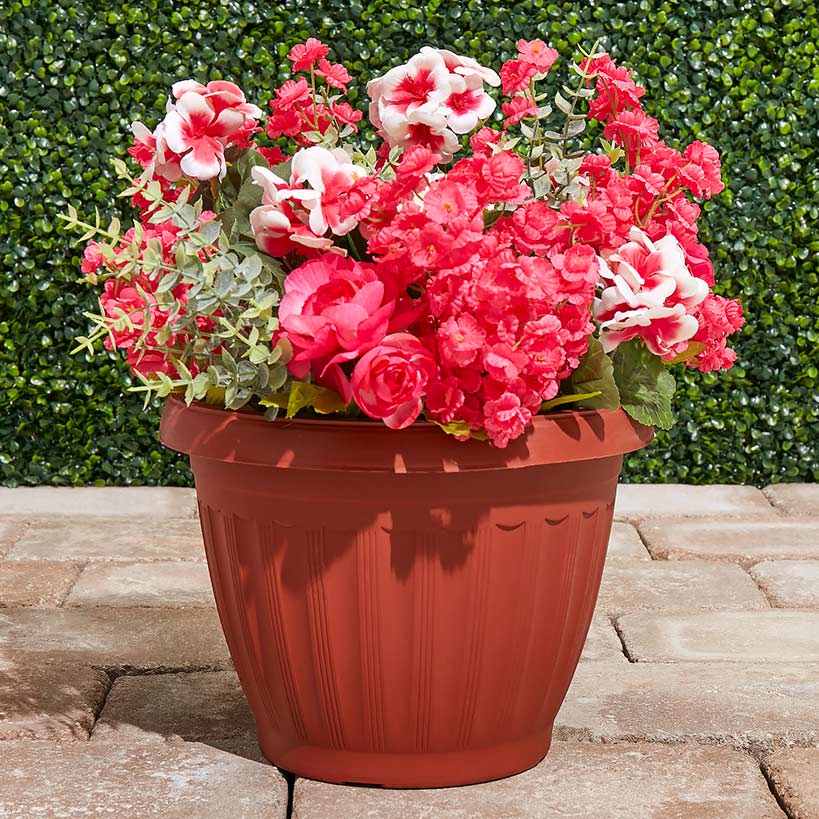 Clay-Look Plastic Flower Pot