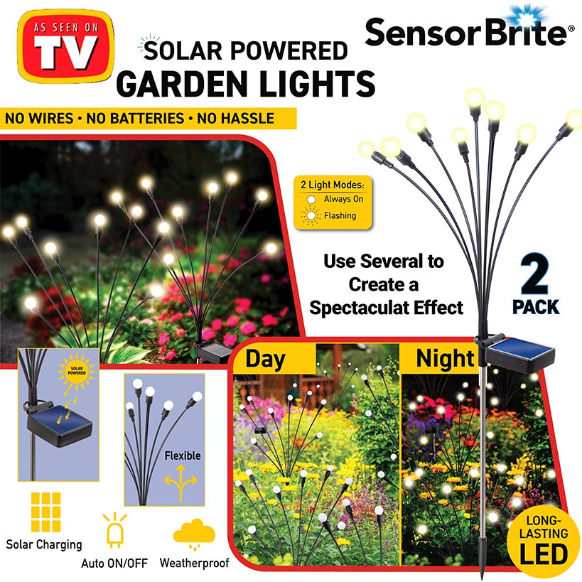Sensor Brite® Solar Powered Adjustable Garden Firefly Lights-Set Of 2