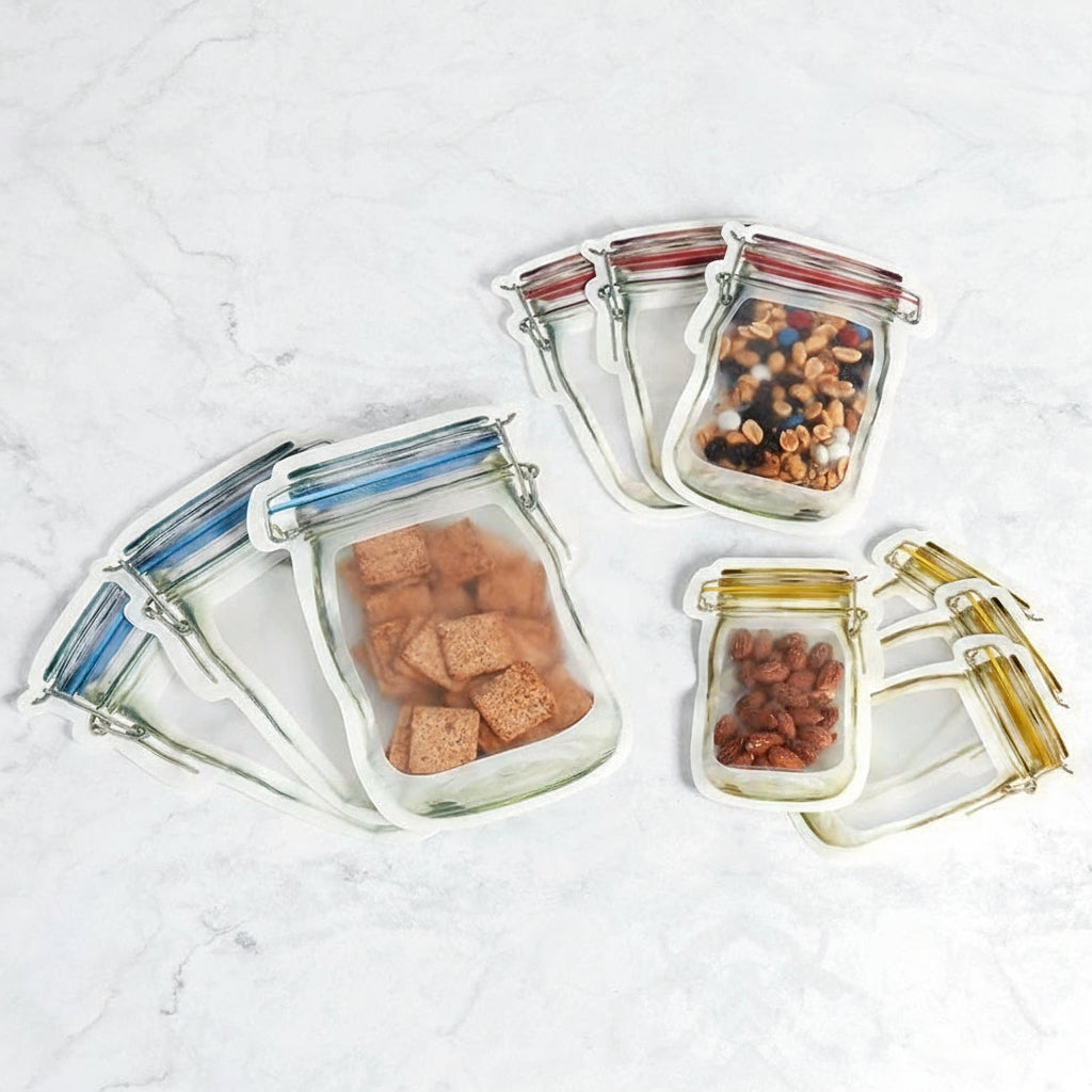 Resealable Snack Bags - Set of 10