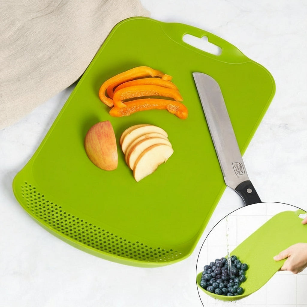 Kitchen Cutting Board with Built-in Colander