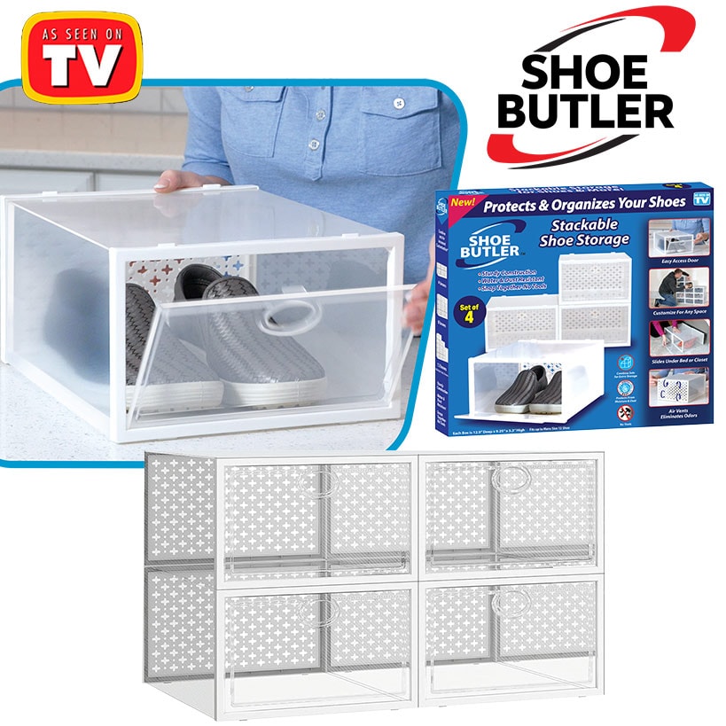 Shoe Butler™ Stackable Shoe Storage - Set of 4 for Protection, Organization