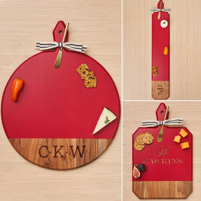 Personalized Red Acacia Heirloom Board with Gold Spreader