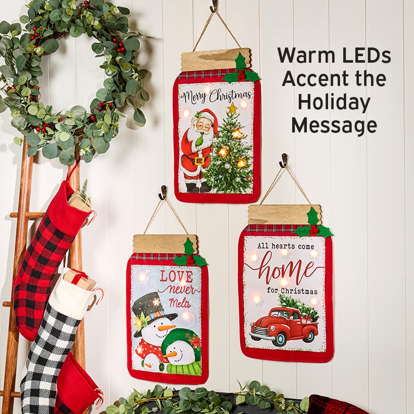 Lighted Holiday Mason Jar Wall Decor