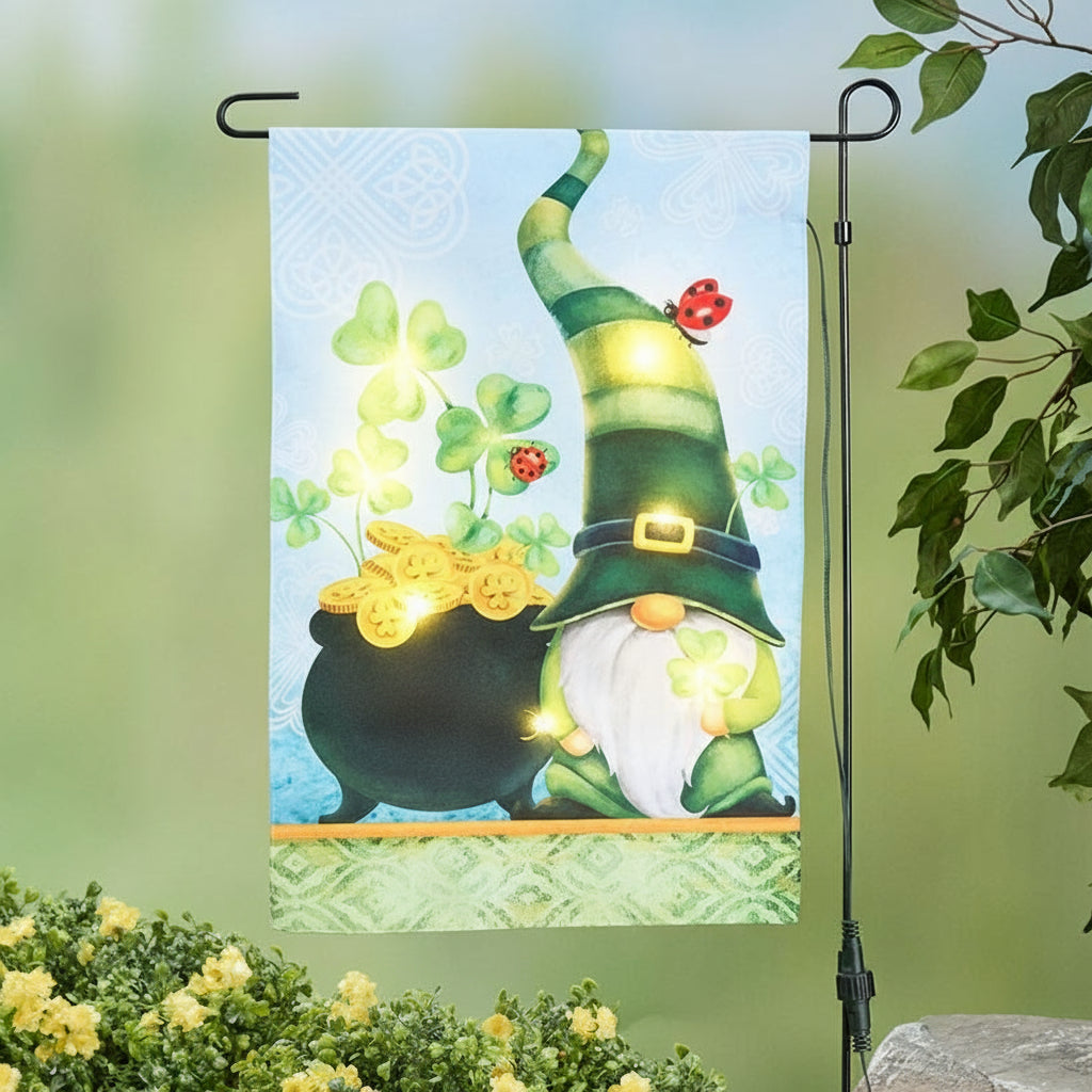 Solar Gnome Flag for St. Patrick's Day with Pole