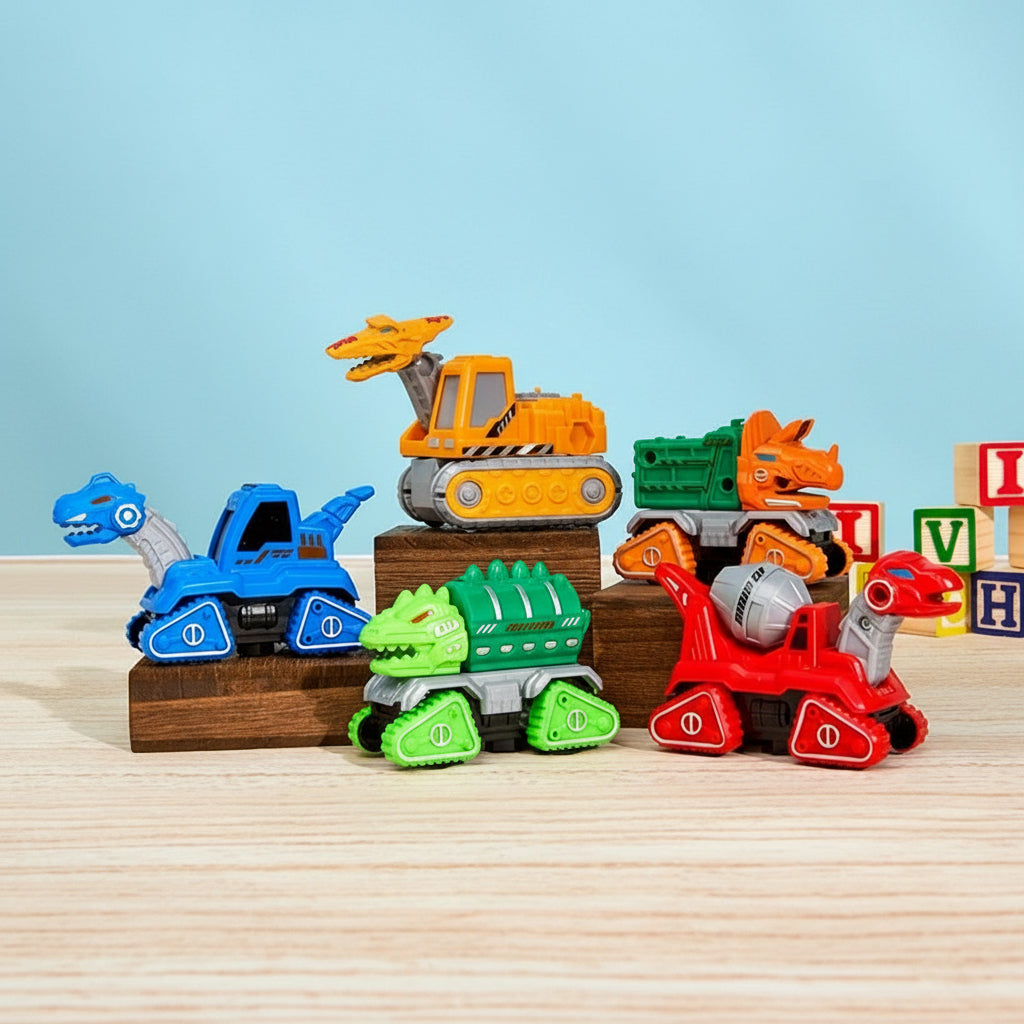 Diecast Transforming Robots Set - Dinosaur to Truck Fun with 360º Rotation