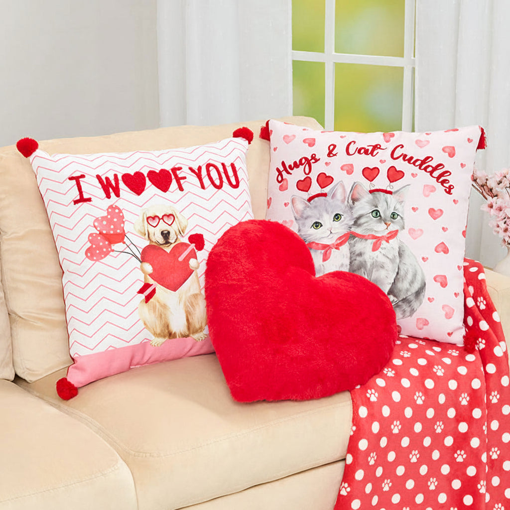 Valentine's Day Embroidered or Shaped Decorative Pillow