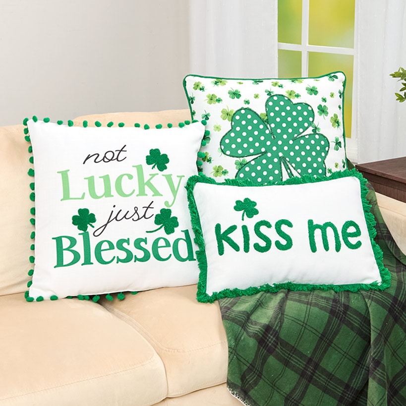 St. Patrick's Day Embroidered Decorative Pillow