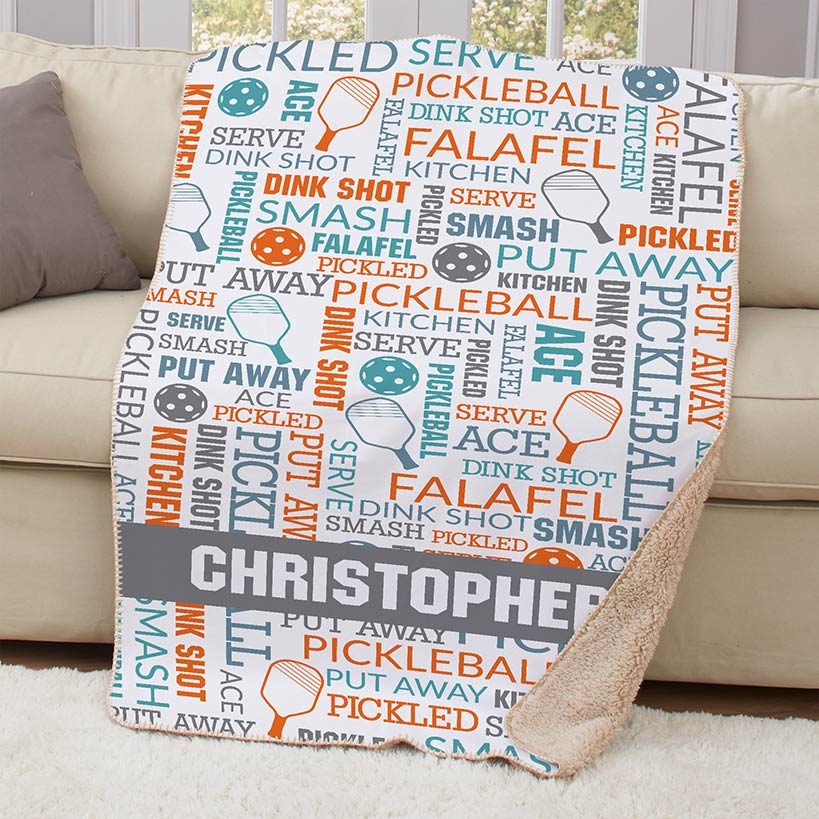 Personalized Pickleball Word Art Shpera Throw