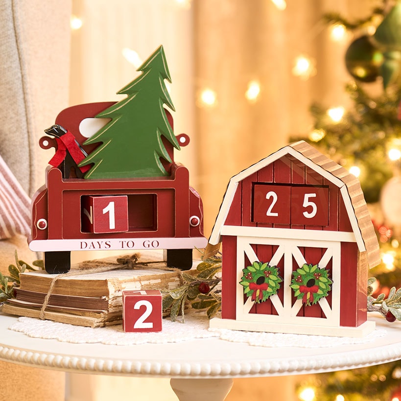 Countdown to Christmas Calendar - Red Barn or Red Truck
