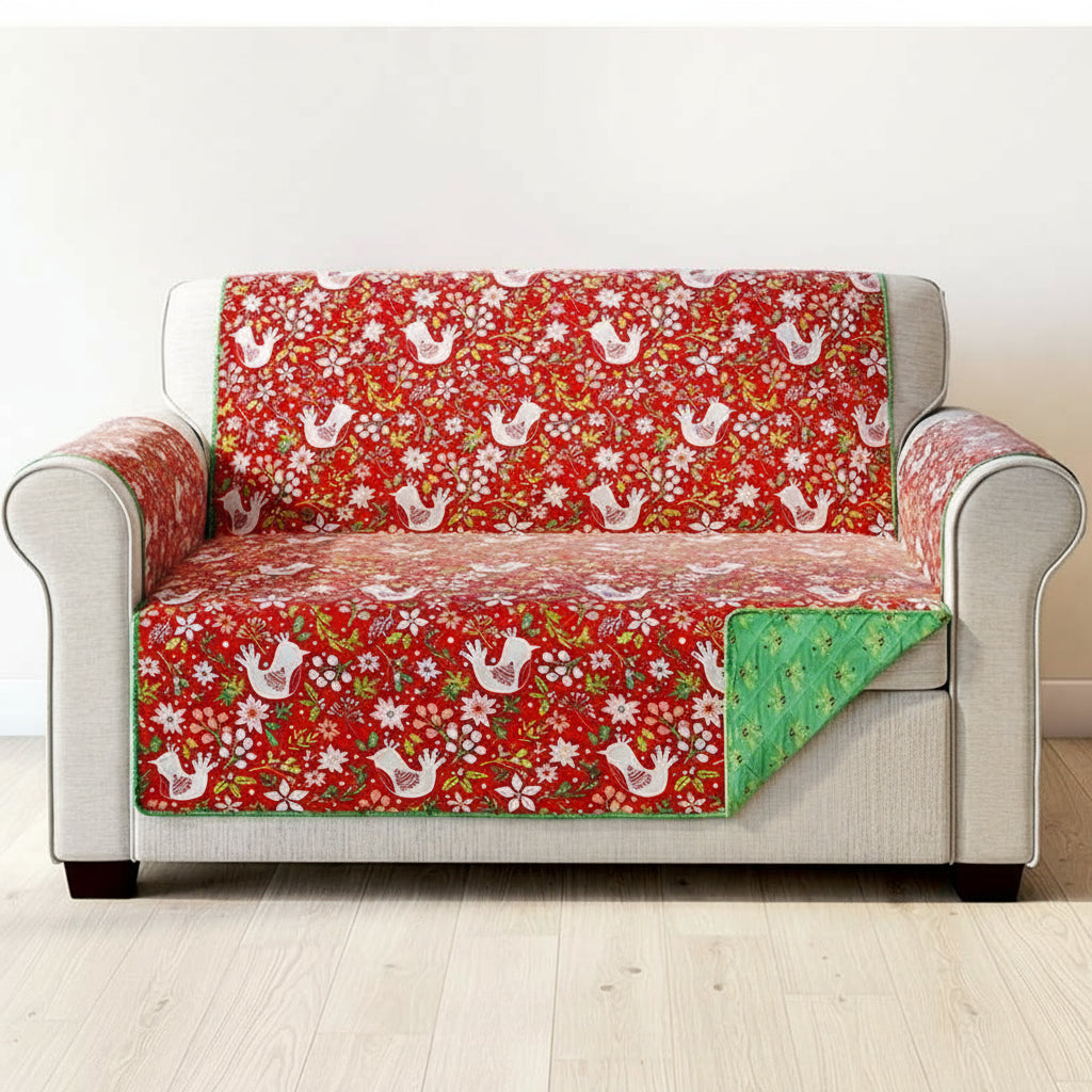 Holiday Cardinal Quilted Furniture Cover Chair, Loveseat, Sofa