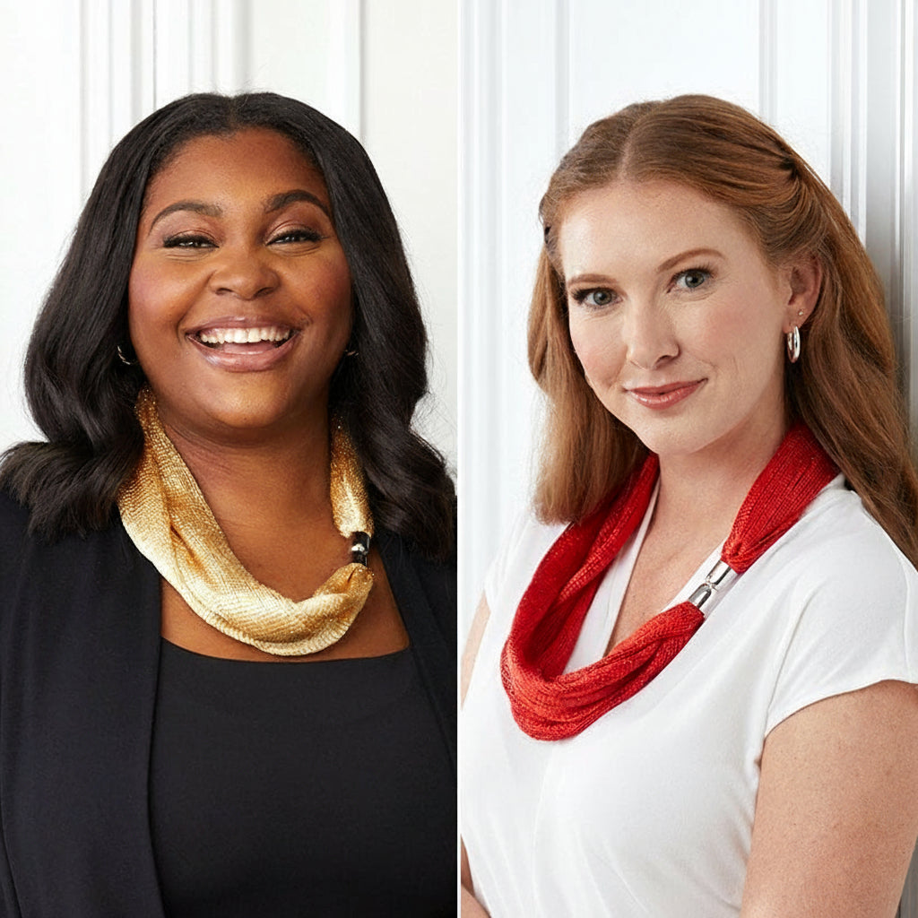 Metallic Necklace Scarf with Magnetic Clasp - Set of 2